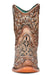 Tan Ankle Booties with Dark Embroidery and Mirrored Overlay and Toe Design