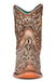 Tan Ankle Booties with Dark Embroidery and Mirrored Overlay and Toe Design