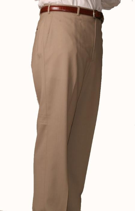 British Tan ~ Beige Bond Flat Front Trouser
