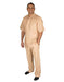Men's Short Sleeve Button Closure Tan 100% Linen 2 Piece Shirt