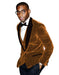 Tan Tuxedo - Khaki Tuxedo Mens Tan Tuxedo Peak Lapel Two Toned Velvet Fabric With Matching Bowtie