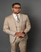 Tan Two Button Vested Tapered Skinny Slim Fit Suit