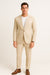 Tan Linen Suit For Summer - Collarless Blazer and Pants Collarless Lapel - No Lapel Casual!
