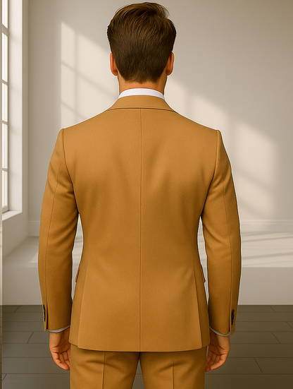 Wool Suit - Italian Made Business Suit by Statement Men's 2 Piece 100% Wool Double Breasted Suit - Pinstripe Pattern Modern Fit