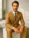 Wool Suit - Italian Made Business Suit by Statement Men's 2 Piece 100% Wool Double Breasted Suit - Pinstripe Pattern