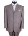 Three Button Suit - Classic Fit Pleated Pants - Mens Classic Fit 3 Button Banker Tan Pinstripe Suit