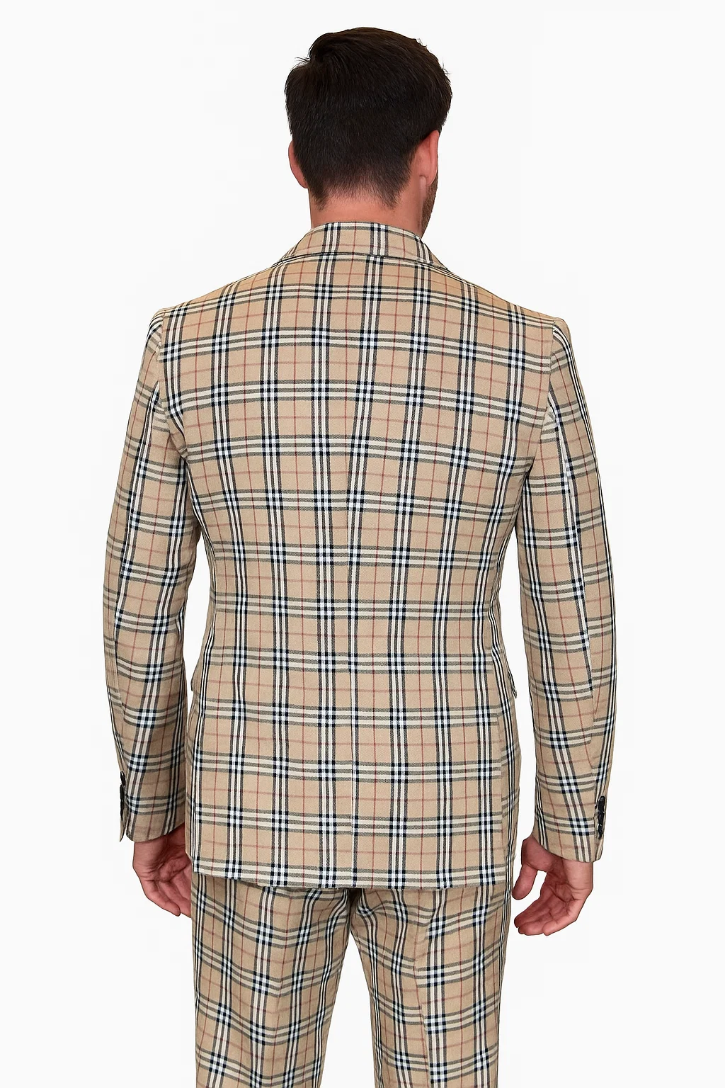 Tan Plaid Suit - Camel Khaki Tan Beige Color 