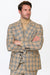 Tan Plaid Suit - Camel Khaki Tan Beige Color -  Double Breasted  Vested Mens Suit Windowpane Pattern - Modern Fit