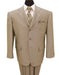 Three Button Suit - Classic Fit Pleated Pants - Mens Classic Fit 3 Button Shiny Tan Sharkskin Suit