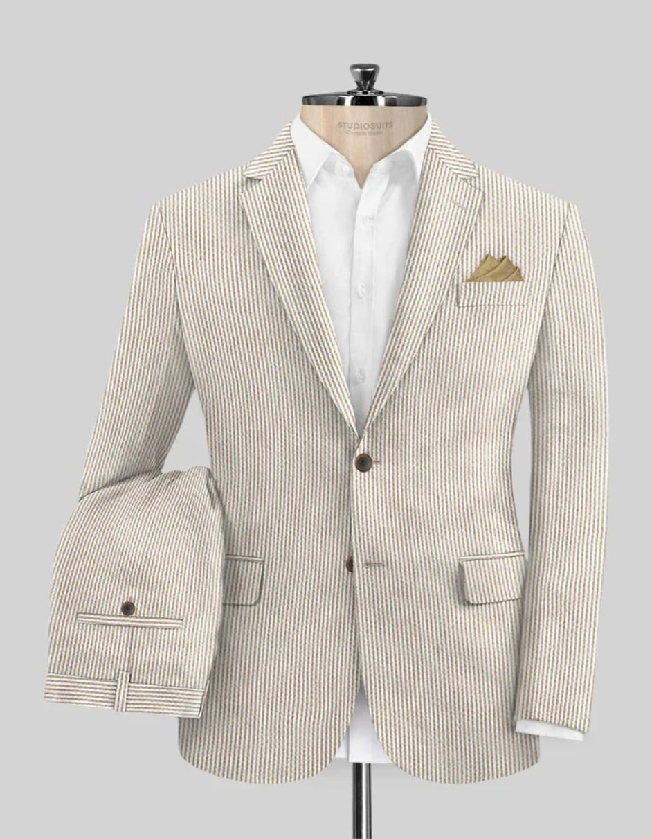 Tan Seersucker Suit