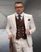 Mens Italian Wool Suit Tan Color - Men's Designer Wool Vested Windowpane Tan Peak Lapel Suit