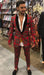 Tartan Red and Black Plaid Windowpane Lapel Weddings And Prom Suit For Men