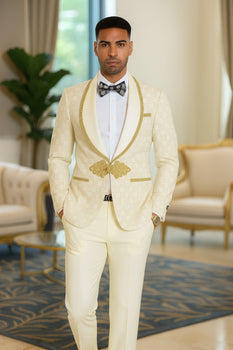 2025 Ivory and Gold 2pc Men's Suit by Tazzio - Image 2