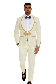 2025 Ivory and Gold 2pc Men's Suit by Tazzio - Image 8