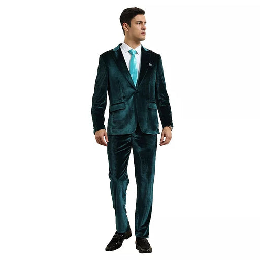 Mens Designer Velvet Suit Set – 2-Piece Peak Lapel Style