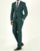 Men's Teal Green Front Flap Pockets Suit