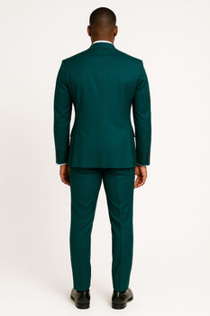 Teal Green Tuxedo Suit for Men – Satin Shawl Lapel Prom and Wedding Suit