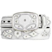 Men's White Original Lizard Teju Skin Fashion Western Belt