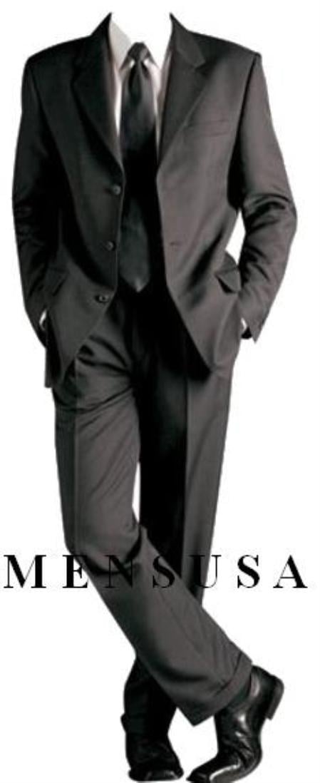 Solid Black Formal Cheap Priced Business Suits Clearance Sale +Shirt & Tie As Seen In Picture Package Combo ~ Combination Available in 2 or Three ~ 3 Buttons Style Regular Classic Cut