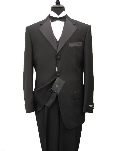 premier quality italian fabric Vested Men's Tuxedo Super 150's Wool Jacket + Pants + Shirt + Bow Tie