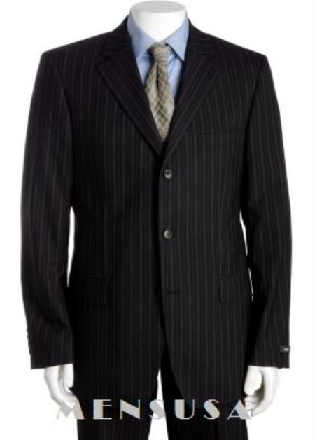 Black & Gray Multi Mini Pinstripe 3 Buttons Super 120'S Cheap Priced Business Suits Clearance Sale