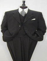 Solid Black Super 150's Men's 3 buttons Luxurious High End Side Vented jacket Suit - 100% Percent Wool Fabric Suit - Worsted Wool Business Suit