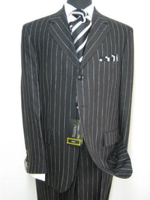 Celebrity Jet Black Pinstripe Rayon Fabric 1920's 30's Fashion Look Available in 2 or Three ~ 3 Buttons Bold Chalk Stripe italian fabric Design
