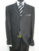 Celebrity Jet Black Pinstripe Rayon Fabric 1920's 30's Fashion Look Available in 2 or Three ~ 3 Buttons Bold Chalk Stripe italian fabric Design