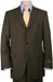 Brown Pinstripe Feel Poly-Rayon Three ~ 3 Buttons Style Suit Pleated Pants