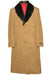 Men's Dress Coat (Removable ) Fur Collar Camel 3 Button Full Length Overcoat ~ Long Men's Dress Topcoat -  Winter coat full length Fabric Also