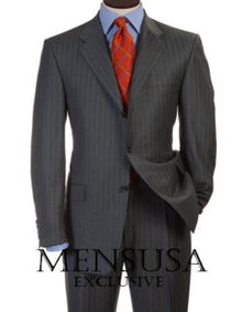 Luxurious High End Side Vented Men'S 3 Buttons Super 150'S Conservative Charcoal - Color: Dark Grey Suit - 100% Percent Fabric Suit - Worsted Business Suit