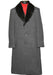 Men's Dress Coat (Removable ) Fur Collar 3 Button Charcoal Grey Full Length Overcoat ~ Long Men's Dress Topcoat - Winter coat full length Fabric Also