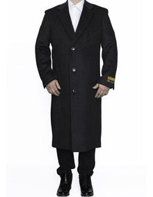 Men's Dress Coat Full Length Wool Dress Top Coat / Overcoat in Charcoal Authentic Reg:$700 Designer now on Sale