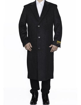 Men's Dress Coat Full Length Wool Dress Top Coat / Overcoat in Charcoal Authentic Reg:$700 Designer now on Sale