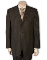 Groomsmen Suits Cheap Priced Men'S Dress Suit For Sale Jet Brown Pinstripe Light Weight 3 Or 4 Button Style On Sale