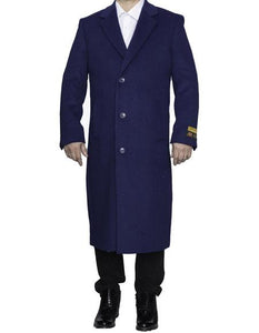 Men's Dress Coat Full Length Wool Dress Top Coat / Overcoat in Indigo ~ Bright Blue