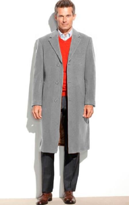 Mens Overcoat Mens Dress Coat Wool/ Blend Modern Dark Grey Coat
