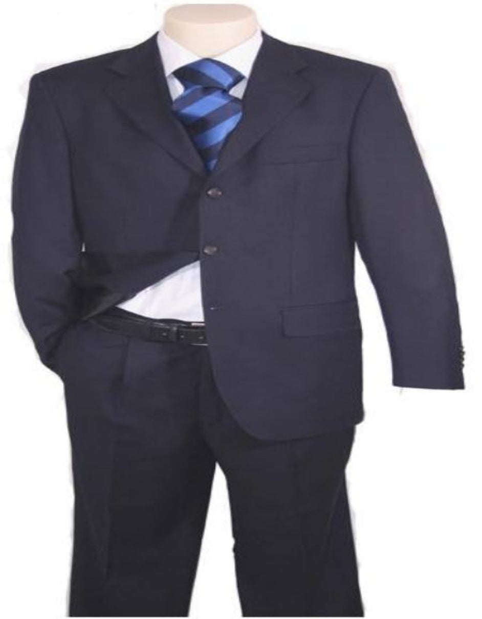 Big & Tall XL Men's 2 Button  Wool Dark Navy blue Suit For Men