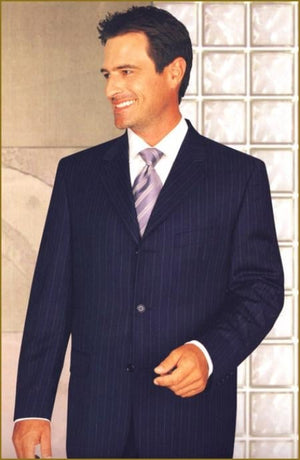 Navy Pinstripe 3 Buttons 120'S 3 Buttons Cheap Priced Sale $225