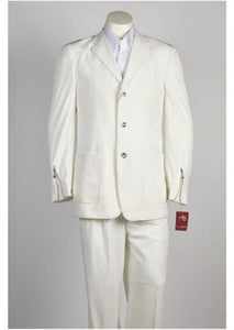 Men's 3 Button Offf All White Suit For Men