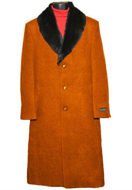 Men's Rust Rust Full Length Overcoat – MensUSA