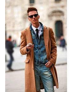 Men's Dress Coat 3 Button Copper ~ Rust ~ Cognac Dark Orange Wool Overcoat