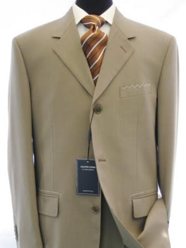Dark Tan ~ Beige 100% Worsted Higher Quality Available In 2 Or Three ~ 3 Buttons Style Regular Classic Cut Light Men'S Suits