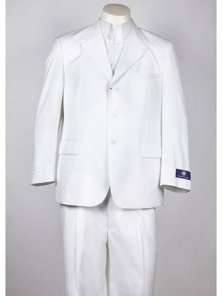 Three Button Men's White Classic Fit Suit