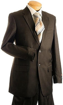 2 Button Brown Pinstripe ~ Pinstripe Men's Suit Brown 2 Piece Suits - Two piece Business suits Suit