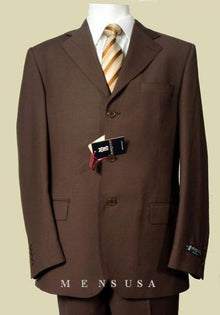 Men's Dark Brown Super 140's SHIRT, TIE & HANKI  Available in 2 or Three ~ 3 Buttons Style Regular Classic Cut