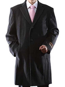 Mens Overcoat Mens Dress Coat Three Quarter Length Charcoal Luxury 3 Buttons Long Men's Dress Topcoat -  Winter coat
