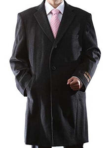 Mens Overcoat Mens Dress Coat Three Quarter Length Charcoal Luxury 3 Buttons Long Men's Dress Topcoat - Winter coat