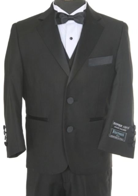 Boys 3 piece 2 Buttons Tuxedo Black