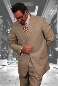 Gianni Sand Super 120's poly~rayon Khaki Cheap Priced Business Suits Clearance Sale Available in 2 or Three ~ 3 Buttons Style Regular Classic Cut